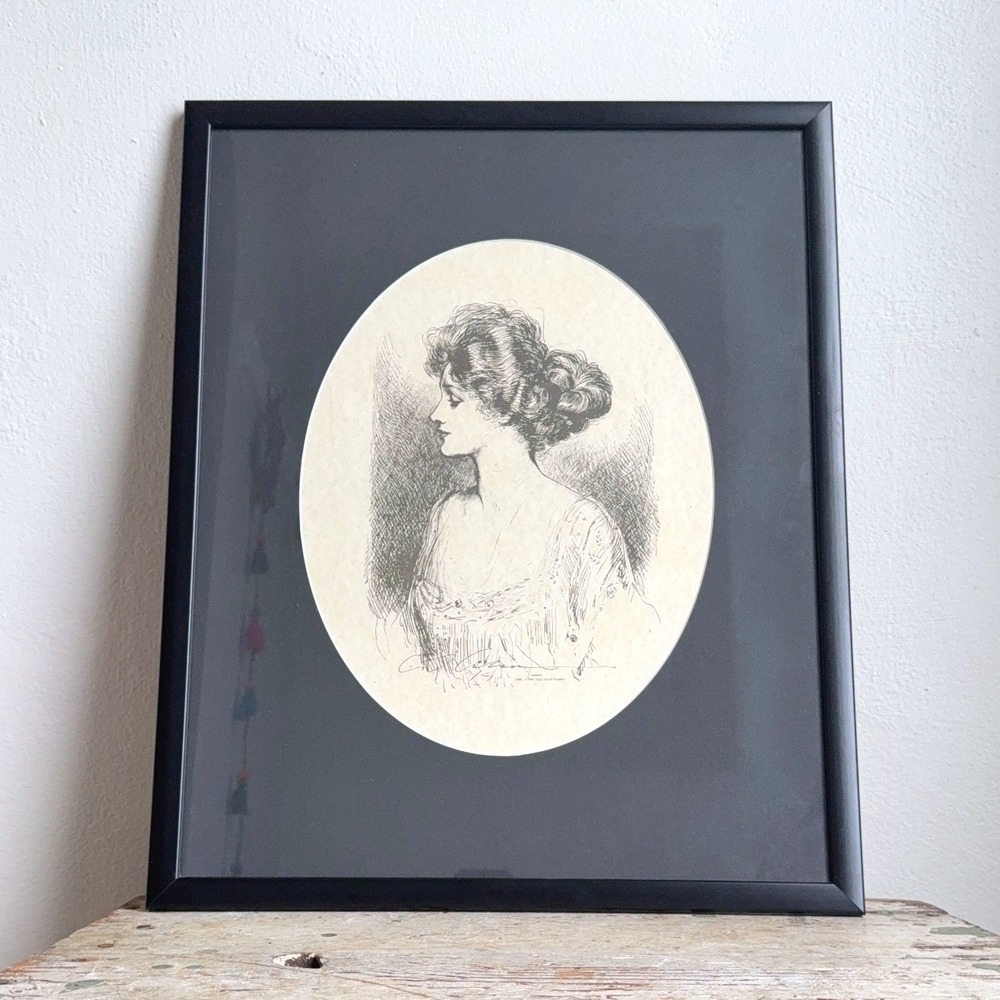 Vintage 1987 Gibson Girl Framed Print Charles Dana Gibson Grey Cloud Graphics